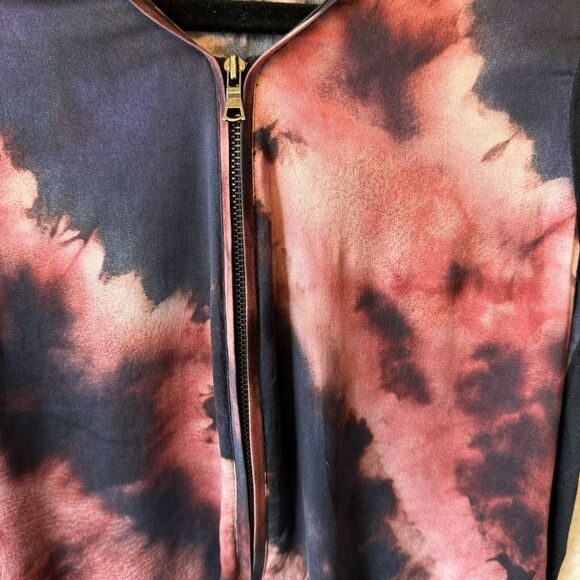 Go Silk Go Zippy Womens‎ Small Zip Front Long Sleeve Top Silk Blend Raw Hem Top - Picture 10 of 12